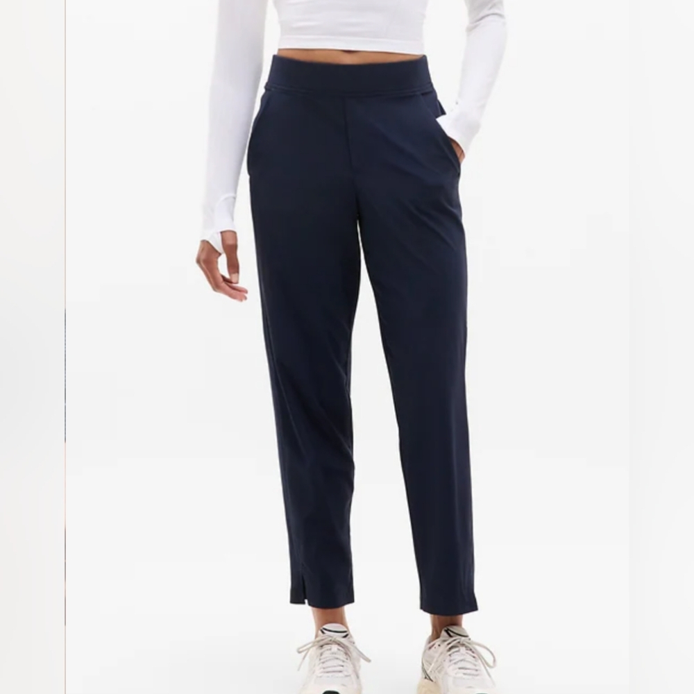 Athleta Brooklyn Mid Rise Ankle Pants Pockets Navy Blue Women's Size 8